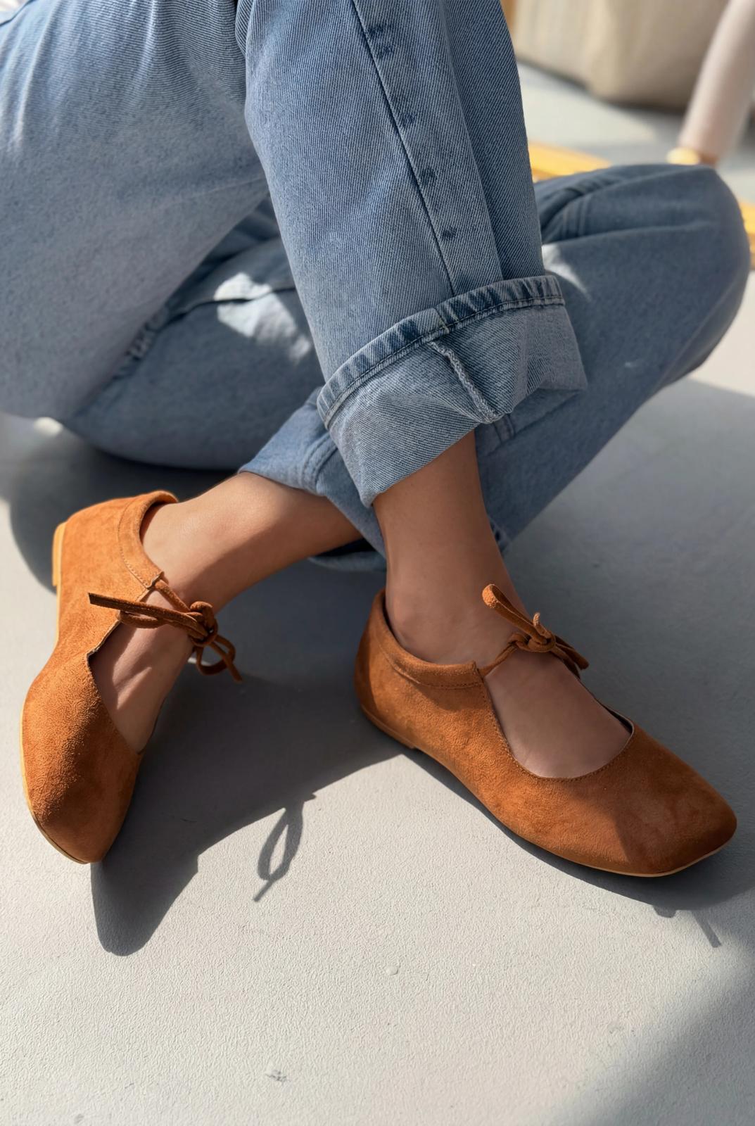 Belith Taba Süet Kadın Babet - ILOVESHOES