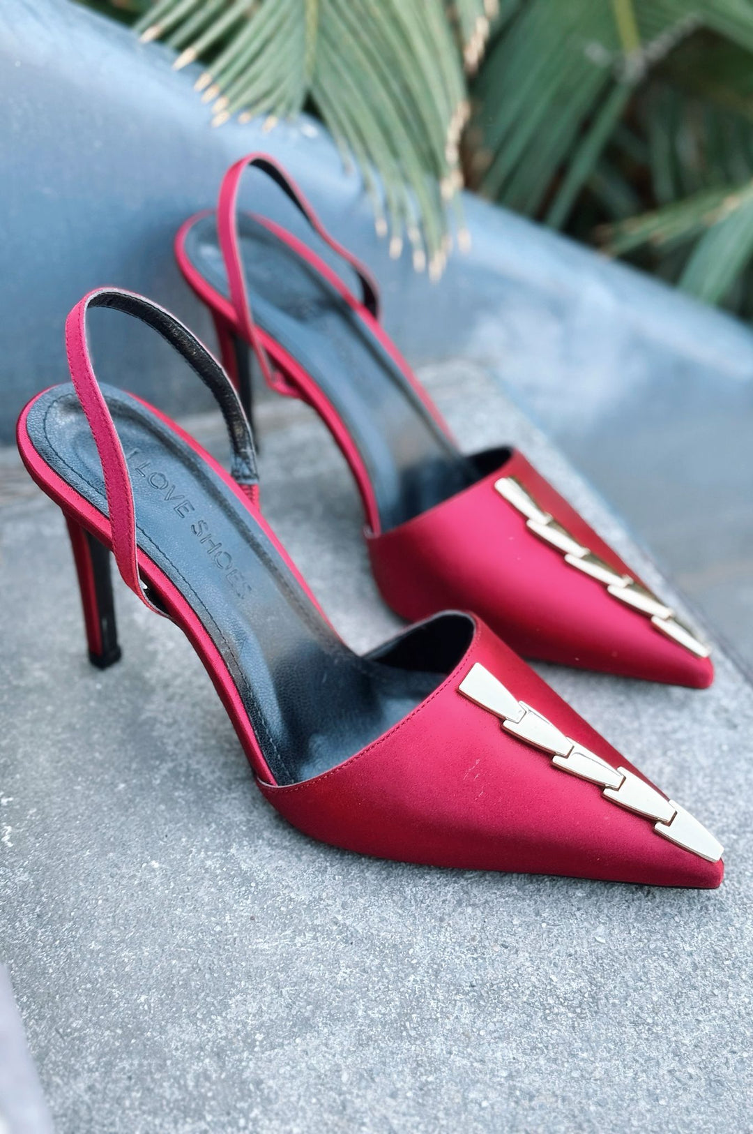 Jaylen Saten Bordo Yüksek Topuklu Kadın Ayakkabı - ILOVESHOES