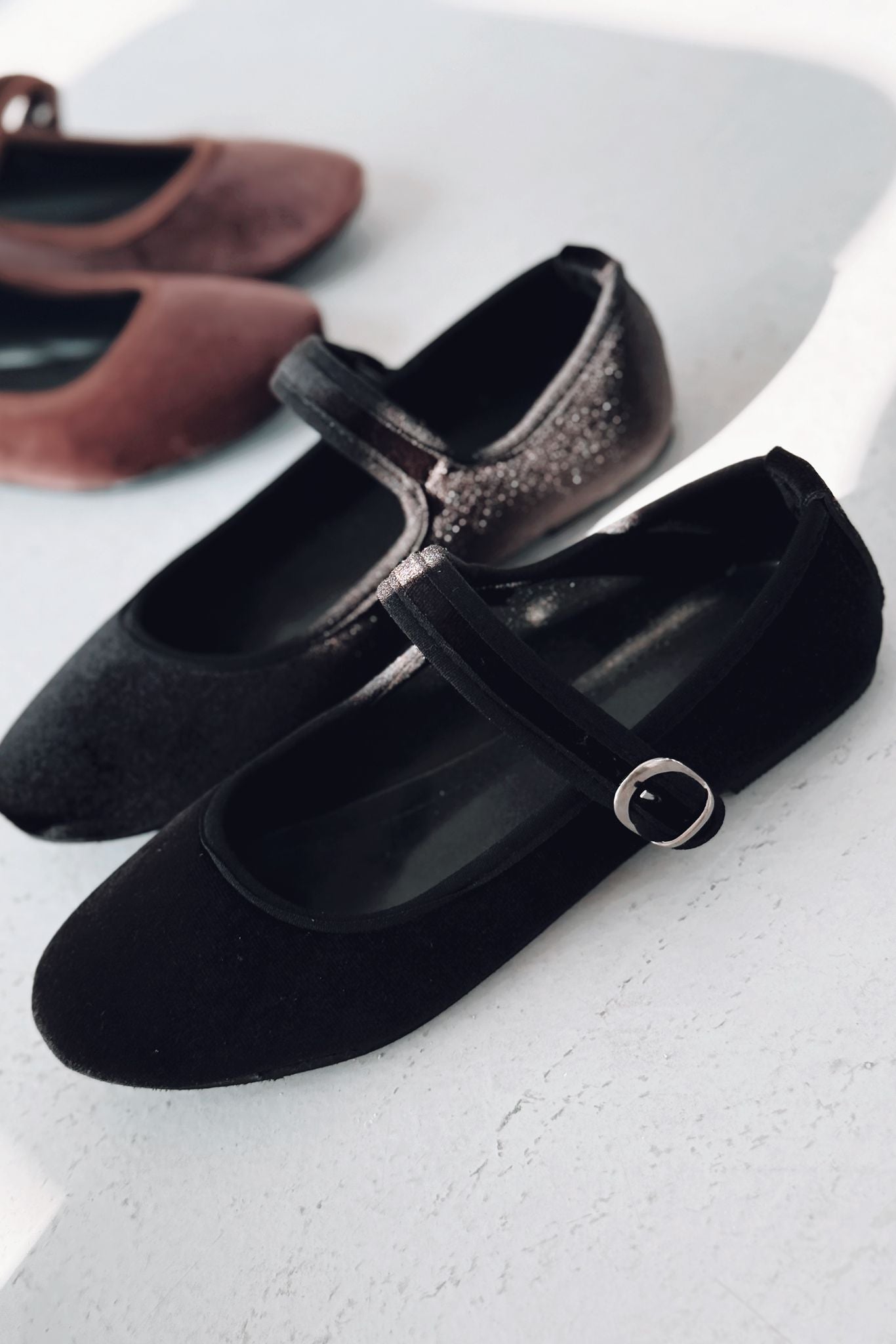 Vosinta Kadife Mary Jane Babet Siyah - ILOVESHOES