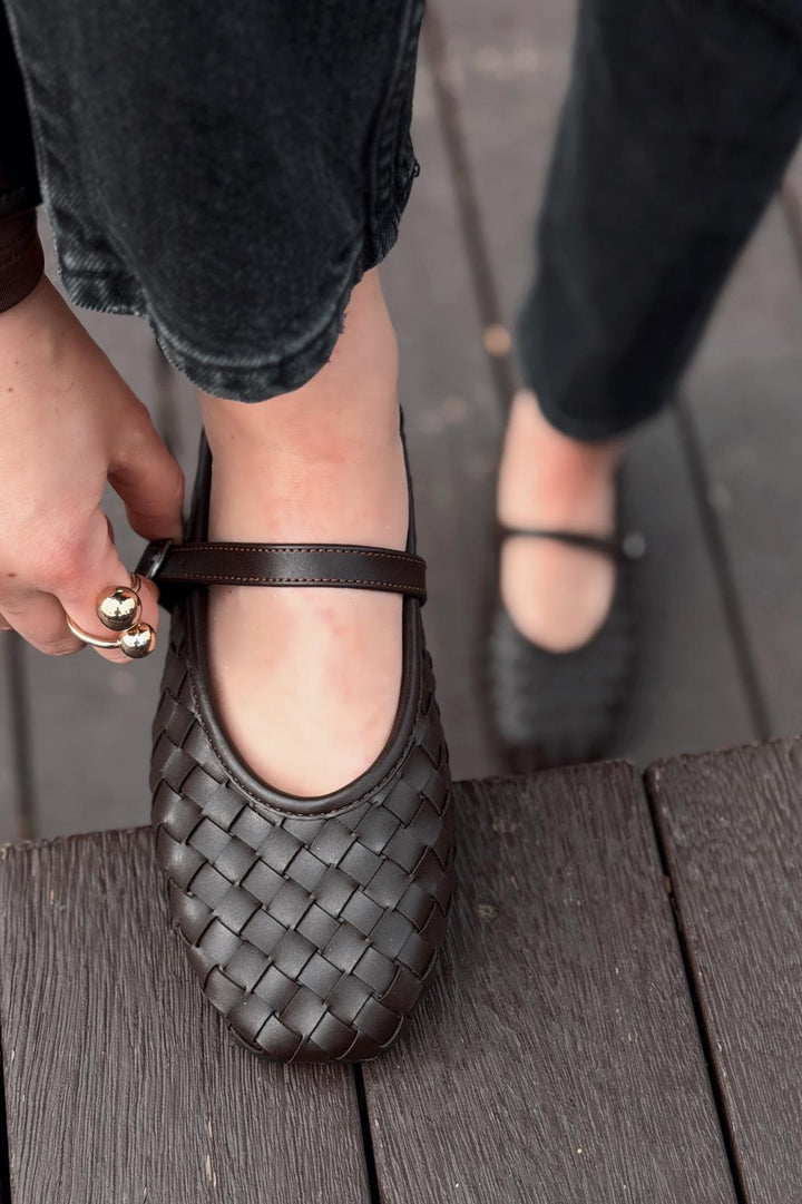 Roselle Kadın Babet Acıkahve Mat Deri - ILOVESHOES