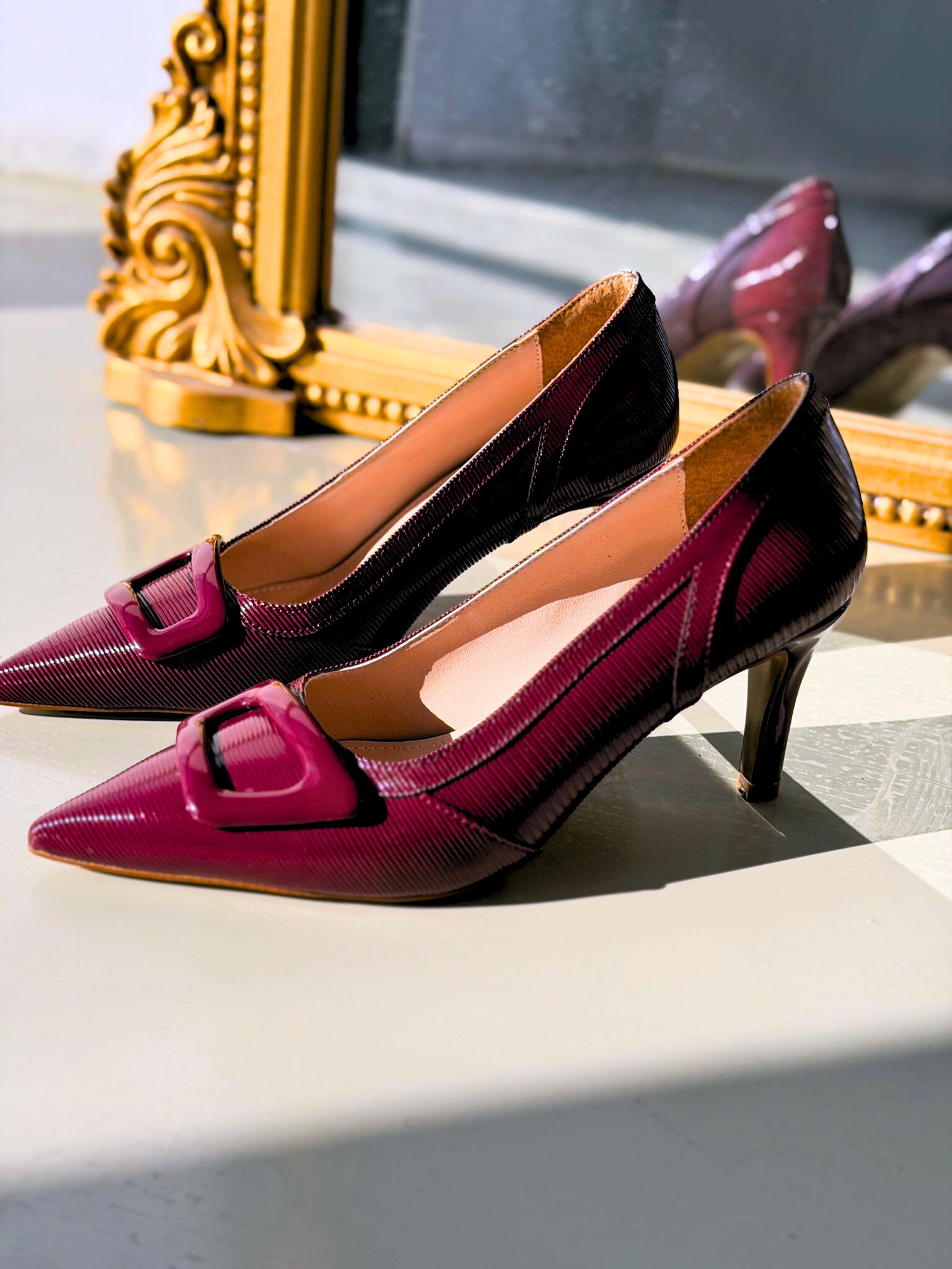 Finrel Stiletto Bordo Rugan Toka Detaylı - ILOVESHOES