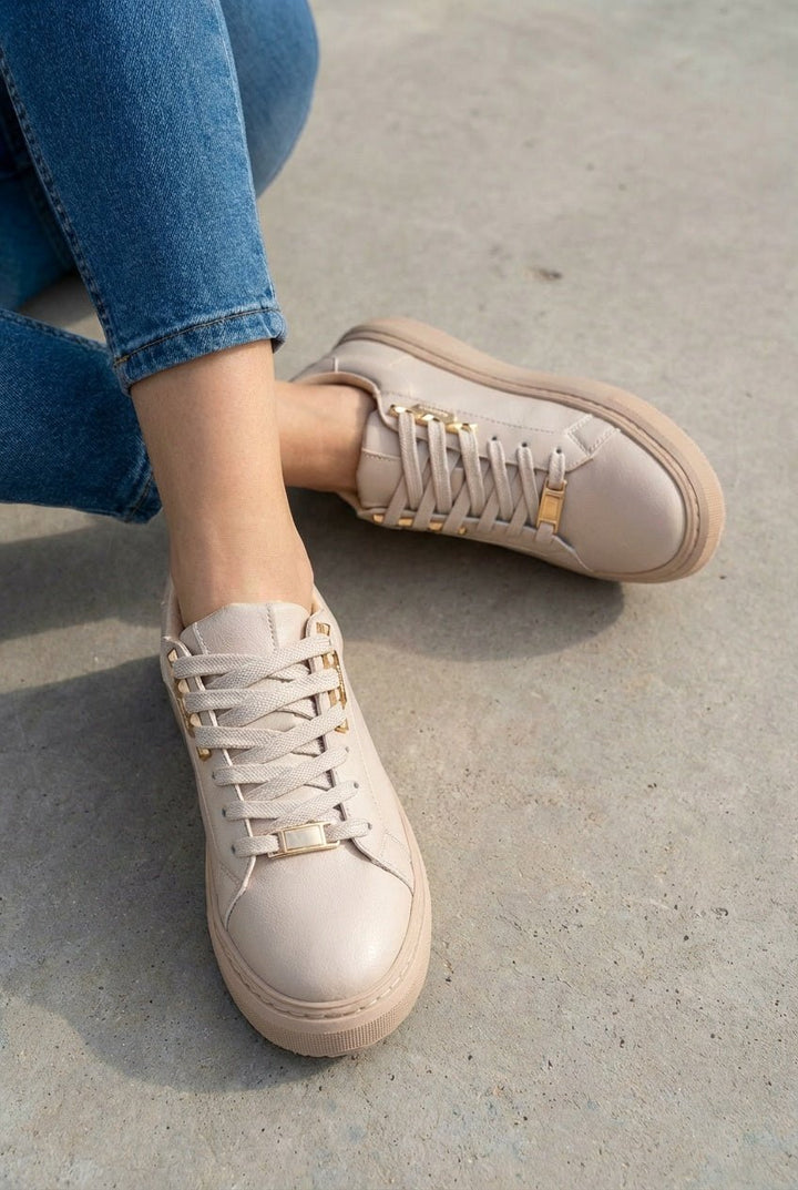 Bellissa Bej Dikişli Taban Kadın Spor Ayakkabı - ILOVESHOES