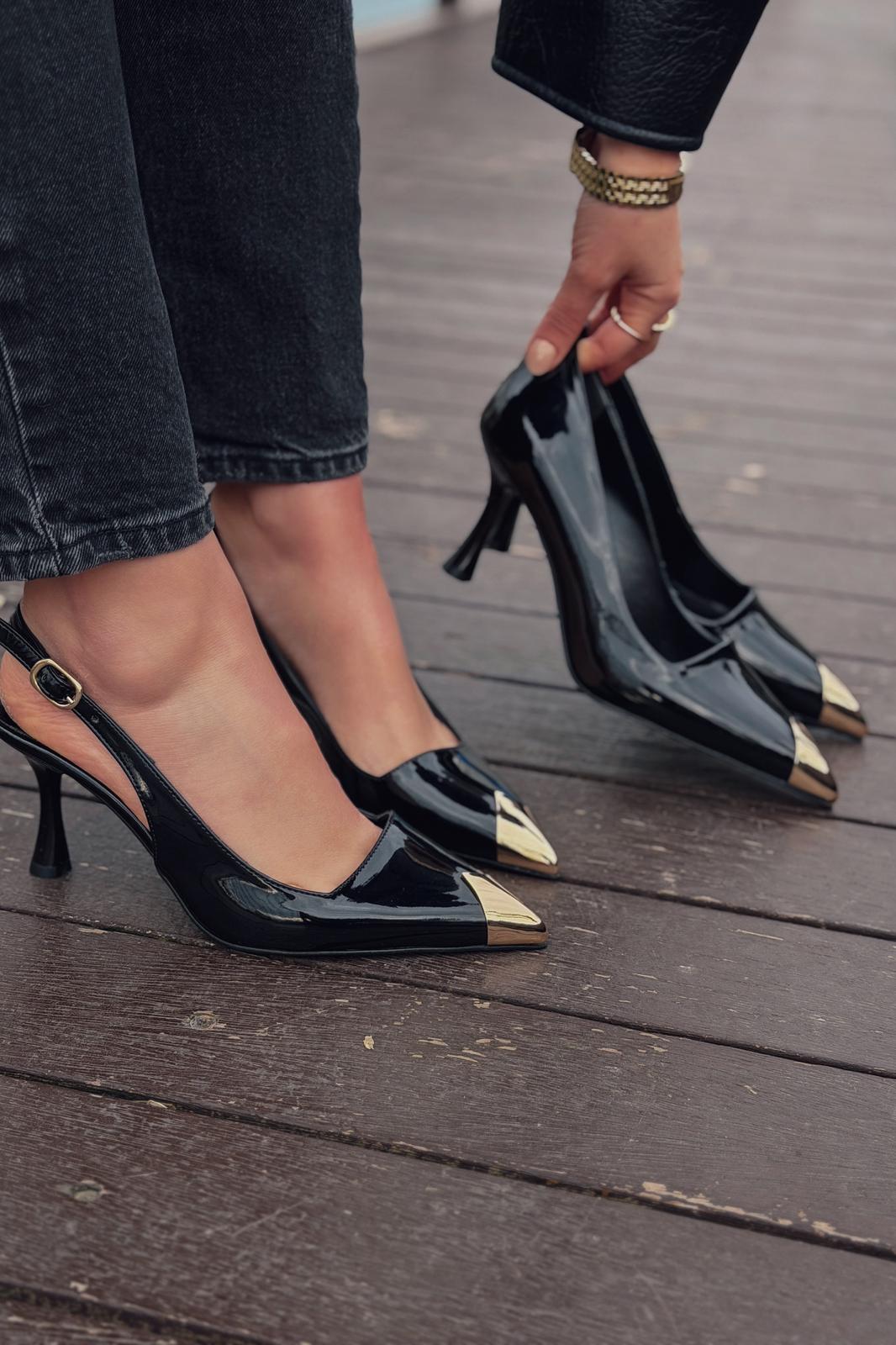 Caligo Stiletto Siyah Rugan - ILOVESHOES