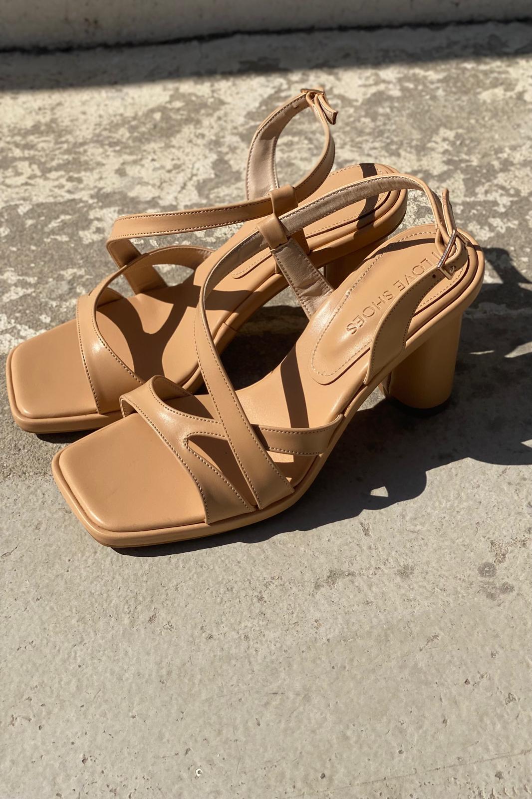 Lorvina Mat Deri Nude Topuklu Ayakkabı - ILOVESHOES