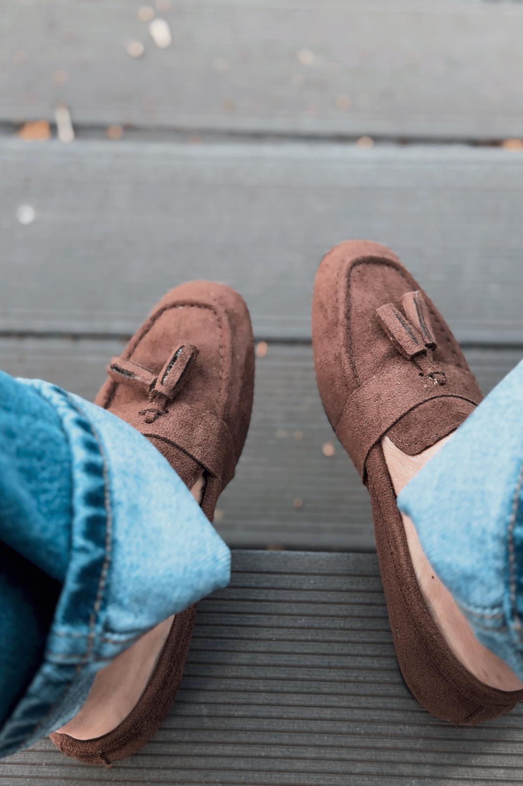 Olena Kadın Loafer Acıkahve Süet - ILOVESHOES