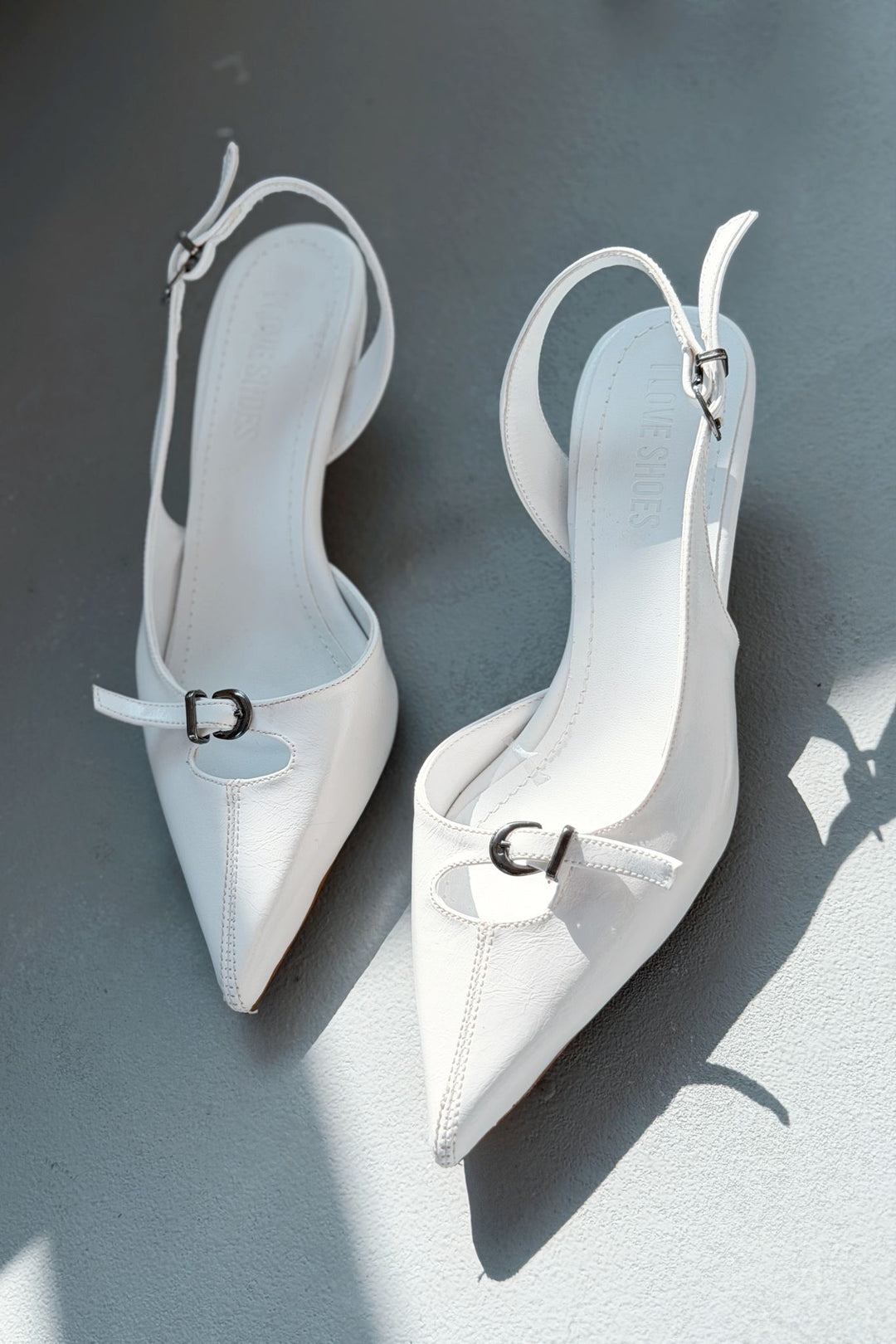 Norin Beyaz Kırışık Deri Kadın Stiletto - ILOVESHOES