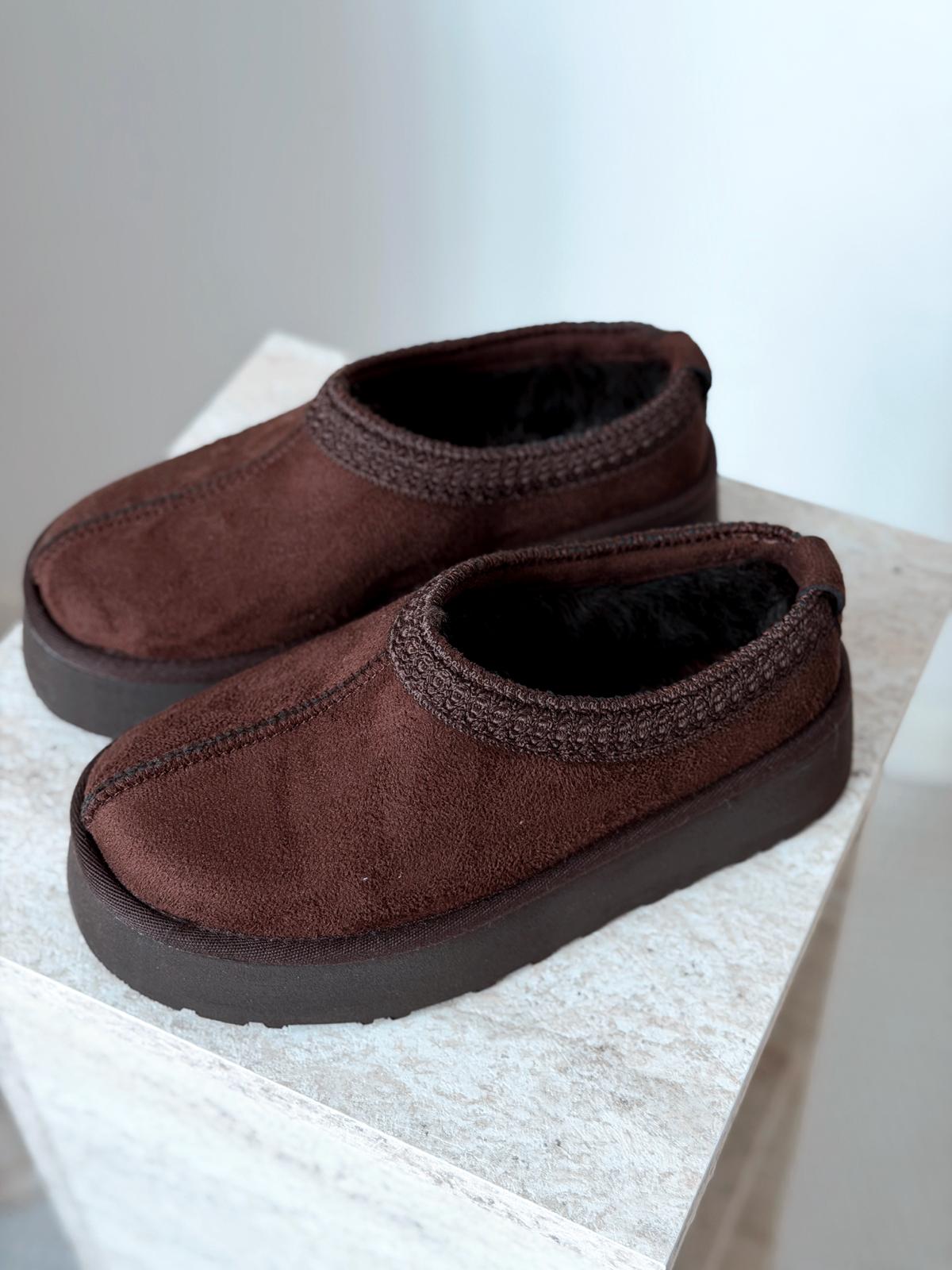 Lefani Kadın İçi Tüylü Terlik Acıkahve Süet - ILOVESHOES