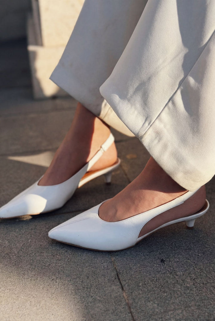 Selor Hakiki Deri Beyaz Mat Deri Kadın Stiletto - ILOVESHOES