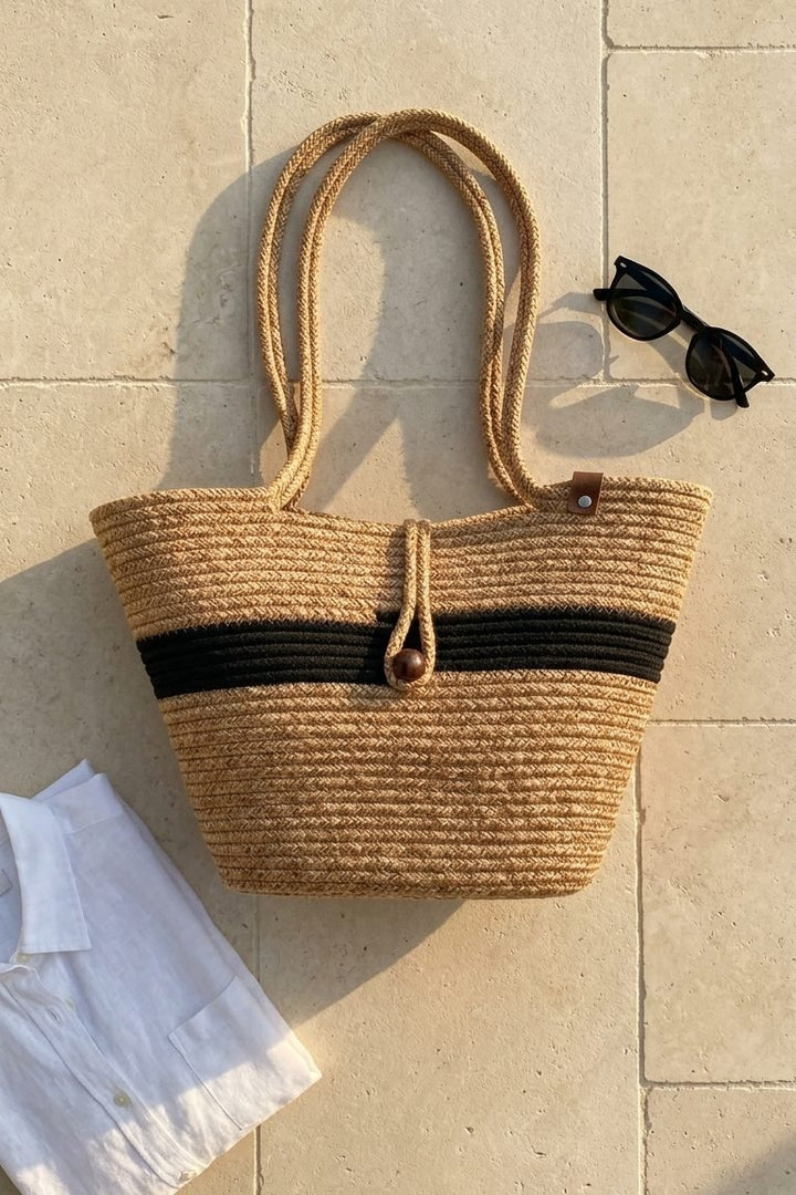 Astoria Acı Kahve Jüt Kadın Plaj Çantası - ILOVESHOES