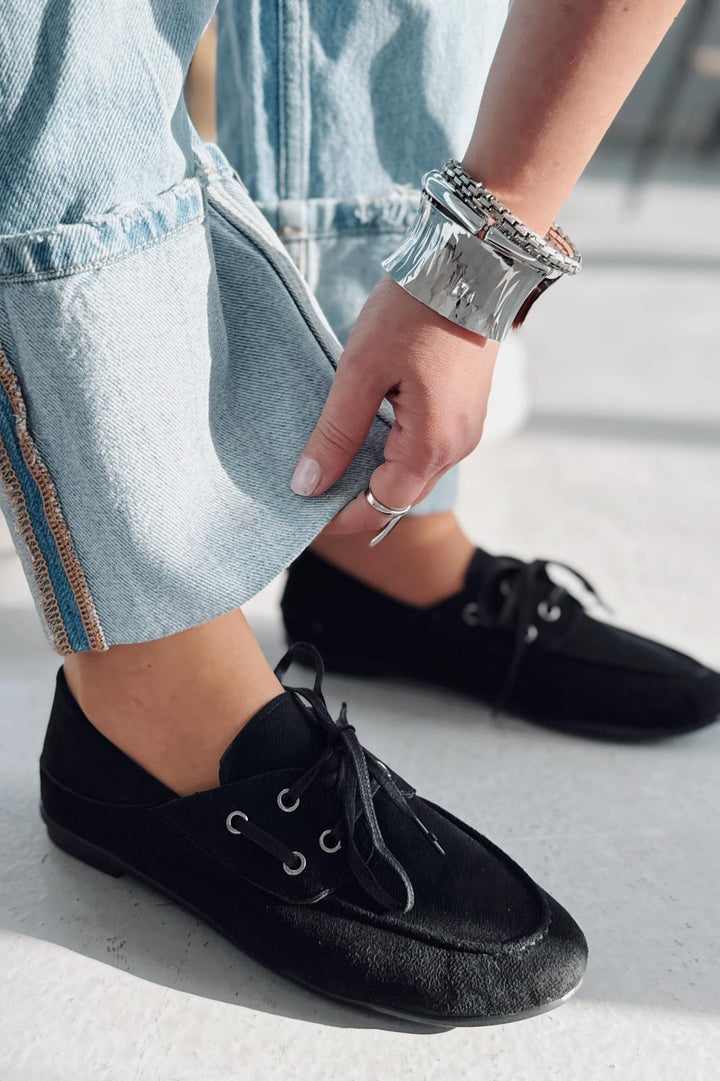 Maltra Kadın Oxford Ayakkabı Siyah Süet - ILOVESHOES