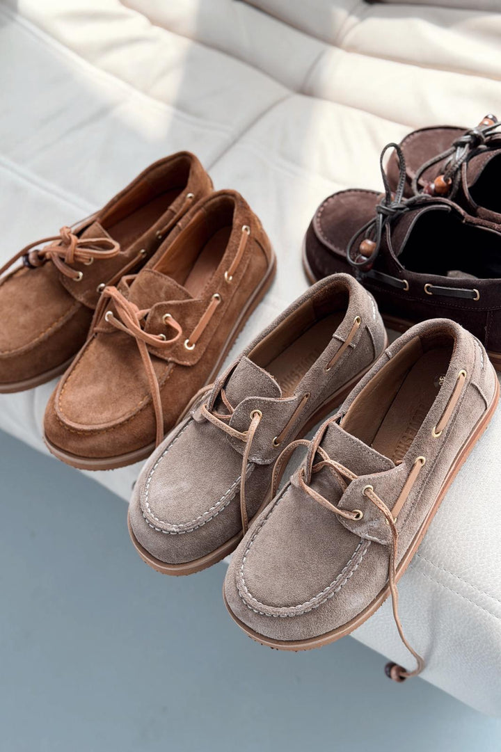 Armon Hakiki Süet Kadın Oxford Acıkahve - ILOVESHOES