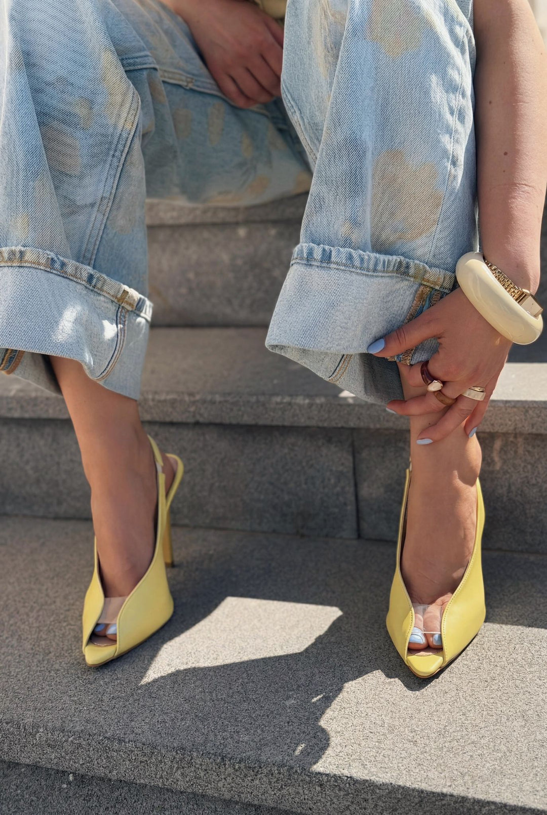 Marvello Sarı Mat Deri Kadın Topuklu Sandalet - ILOVESHOES
