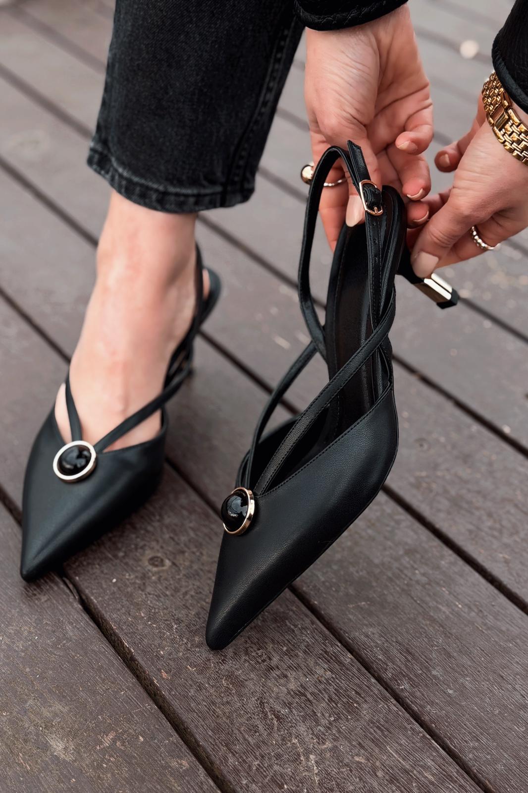 Lorisse Stiletto Siyah Mat Deri - ILOVESHOES