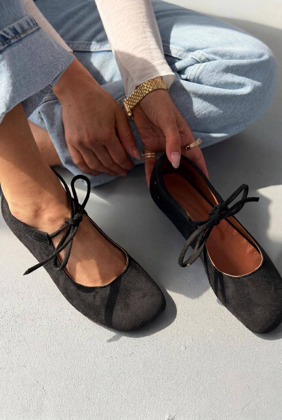 Belith Siyah Süet Kadın Babet - ILOVESHOES