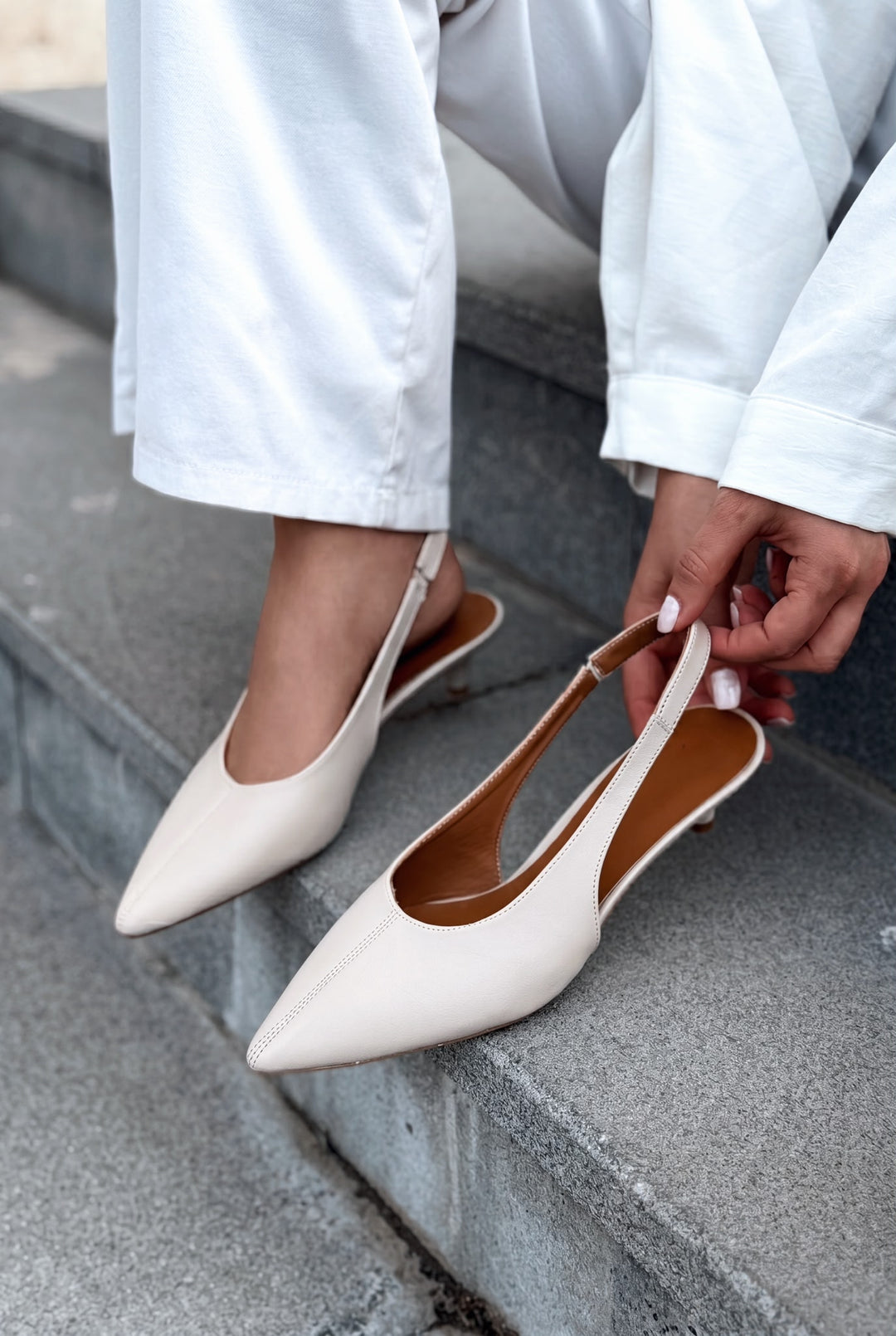 Selor Hakiki Deri Bej Mat Deri Kadın Stiletto - ILOVESHOES