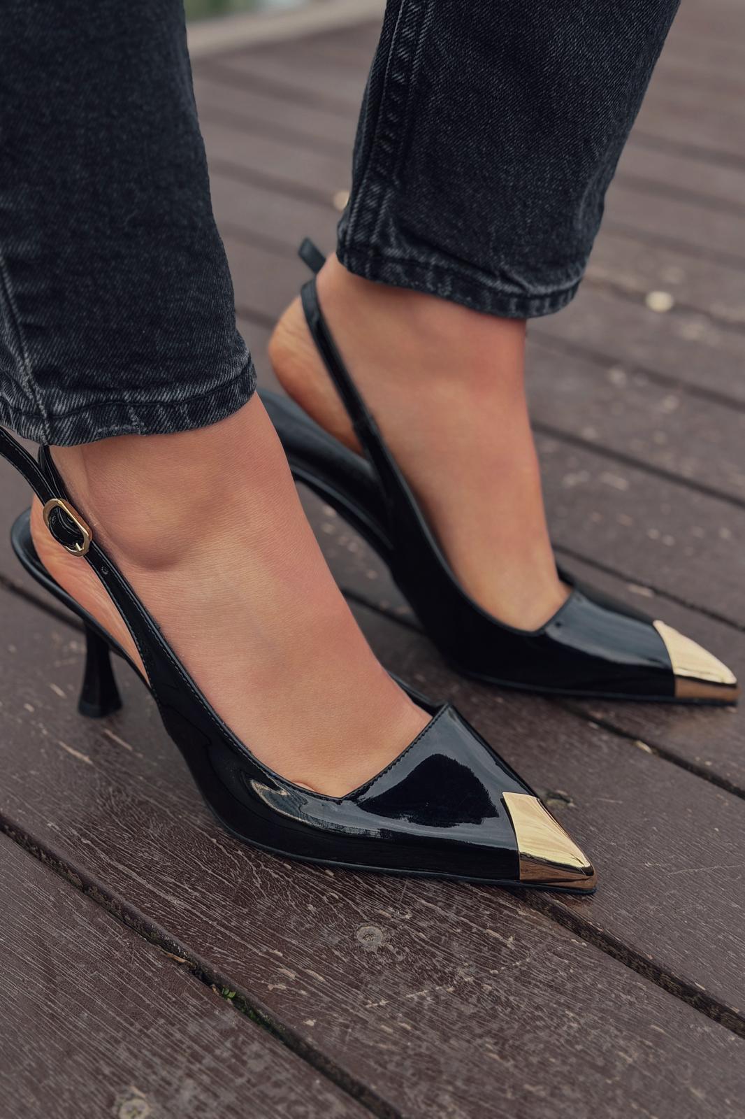 Caligo Stiletto Siyah Rugan - ILOVESHOES