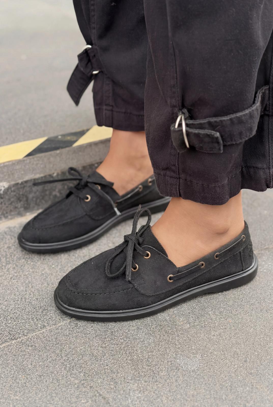 Morin Kadın Oxford Ayakkabı Siyah Süet - ILOVESHOES