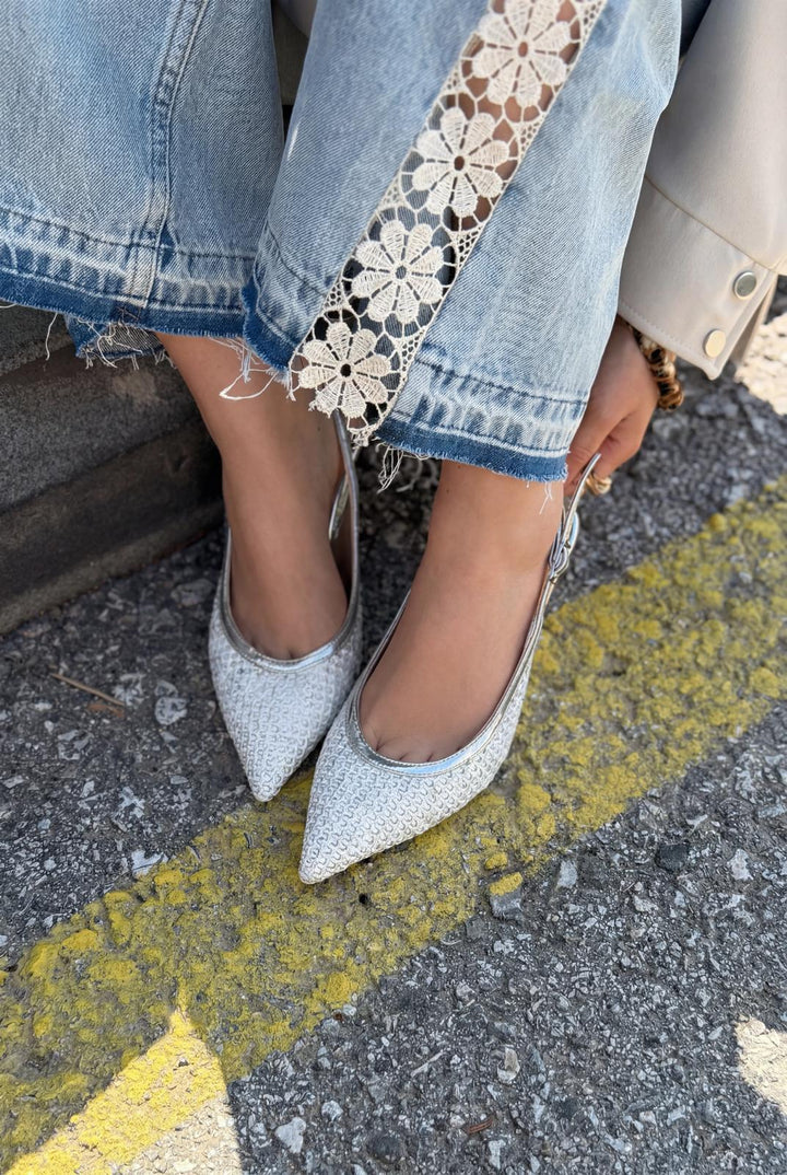 Solthera Gümüş Kadın Dolgu Topuklu Stiletto - ILOVESHOES