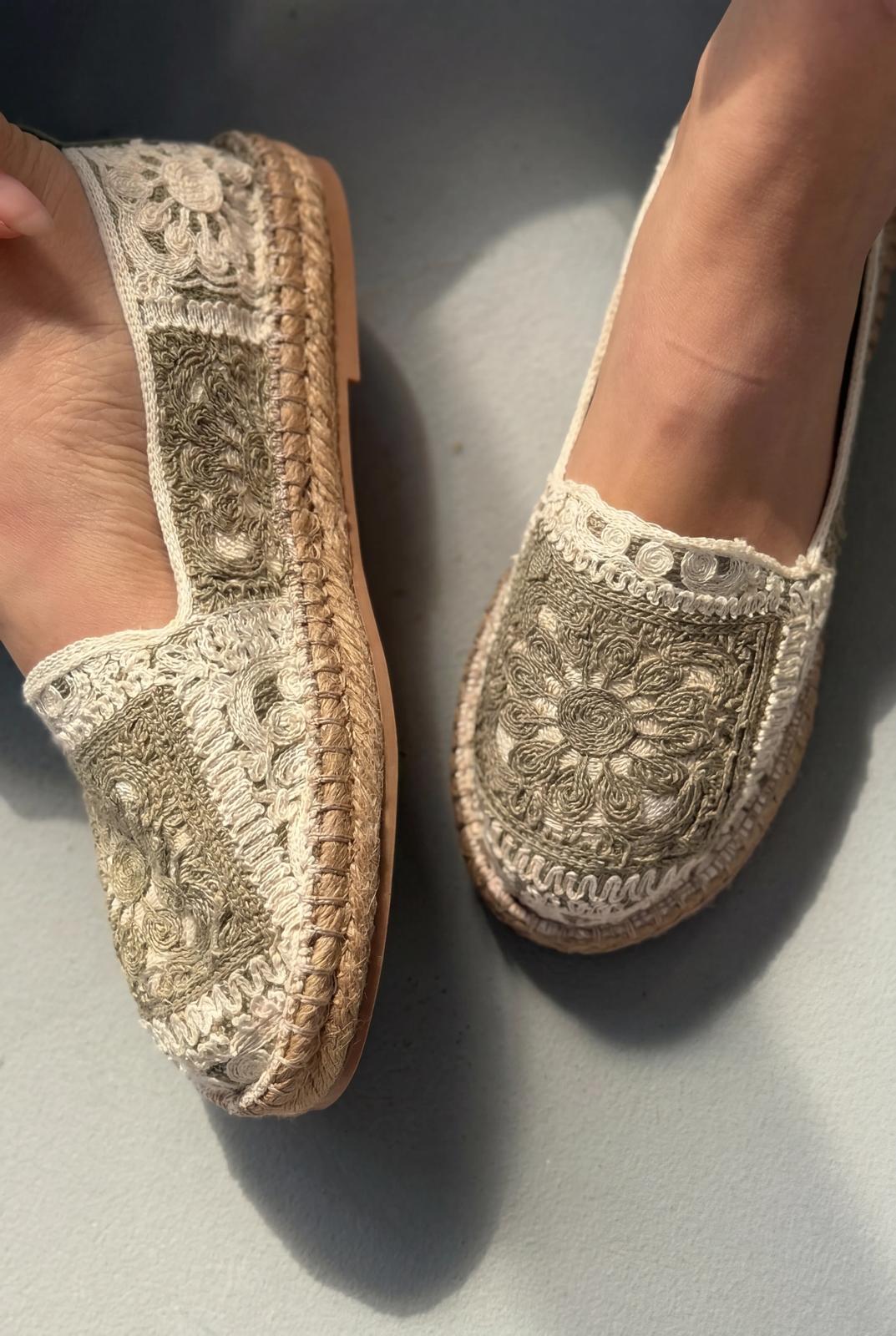 Linera Haki Kadın Espadril Loafer - ILOVESHOES