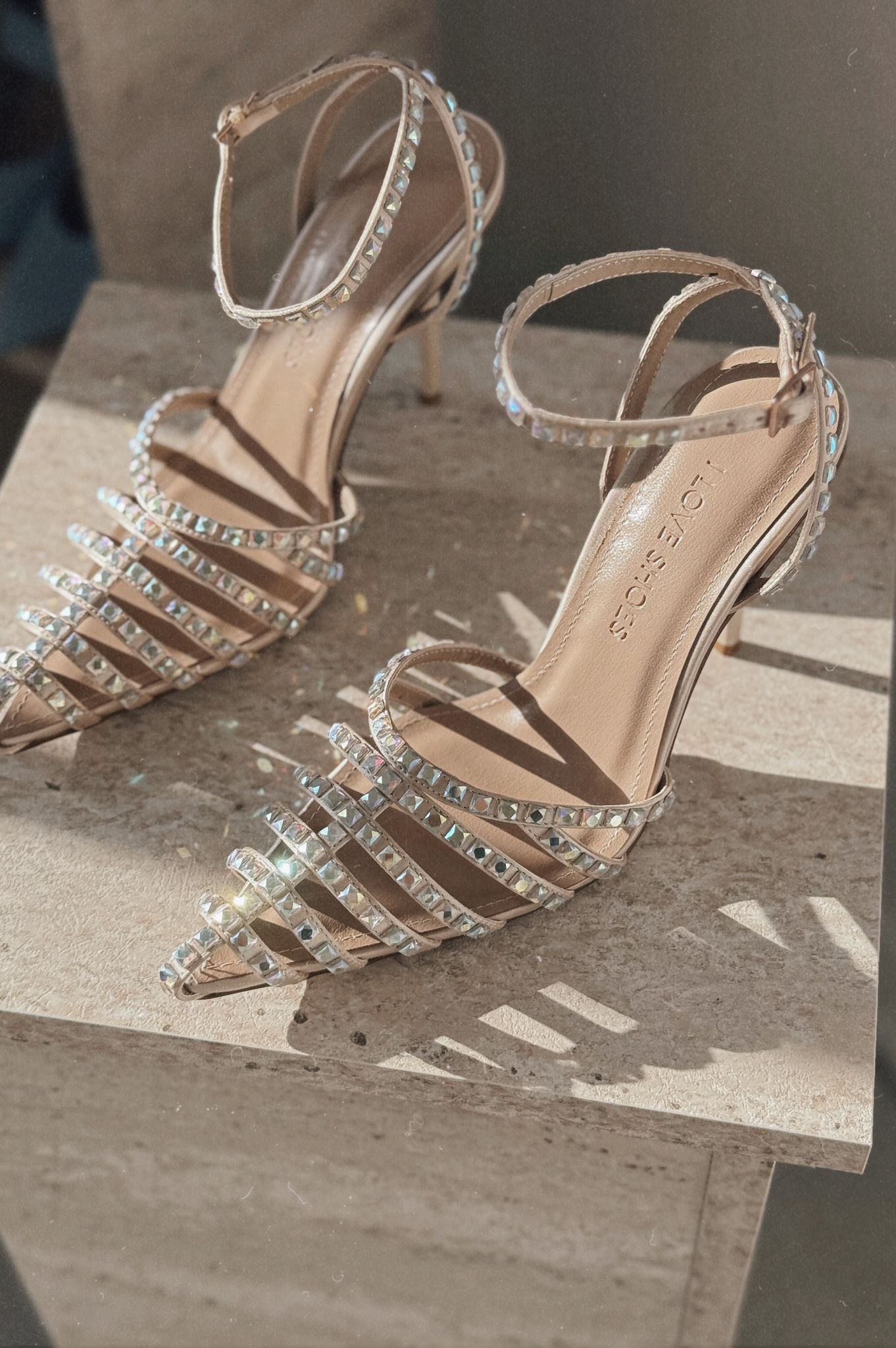 Penoria Mat Bej Bant Detaylı Stiletto - ILOVESHOES
