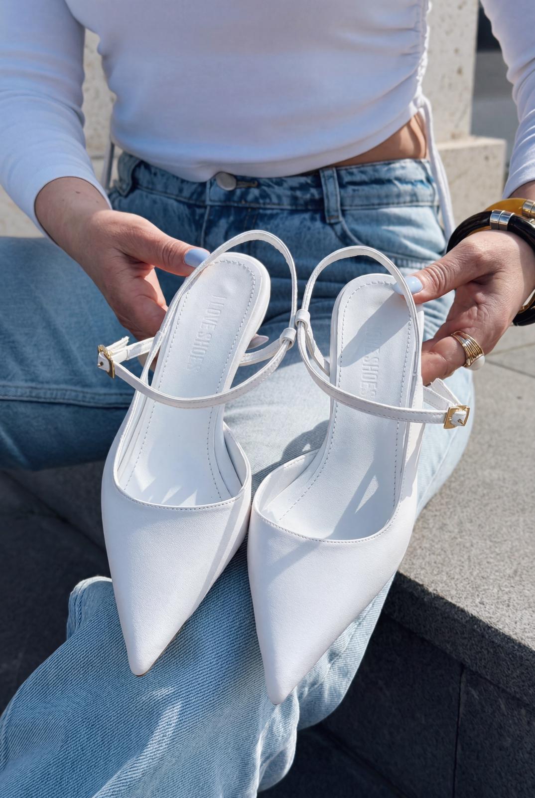 Torev Beyaz Mat Deri Kadın Stiletto - ILOVESHOES