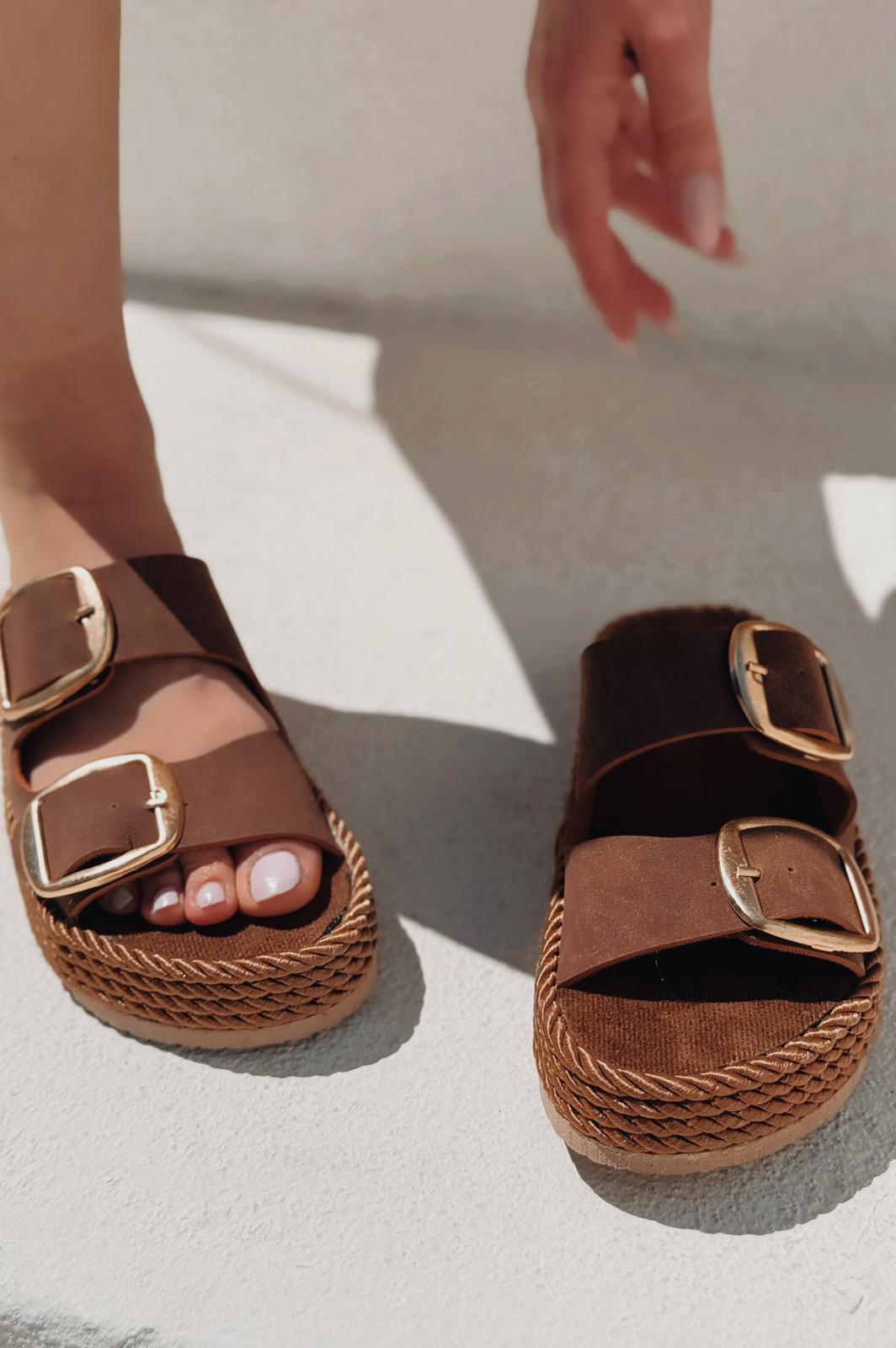 Bavira Nubuk Taba Düz Kadın Terlik - ILOVESHOES