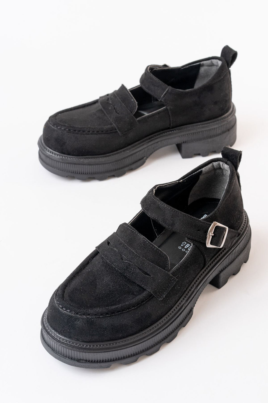 Clavix Süet Siyah Yüksek Tabanlı Loafer Ayakkabı - ILOVESHOES