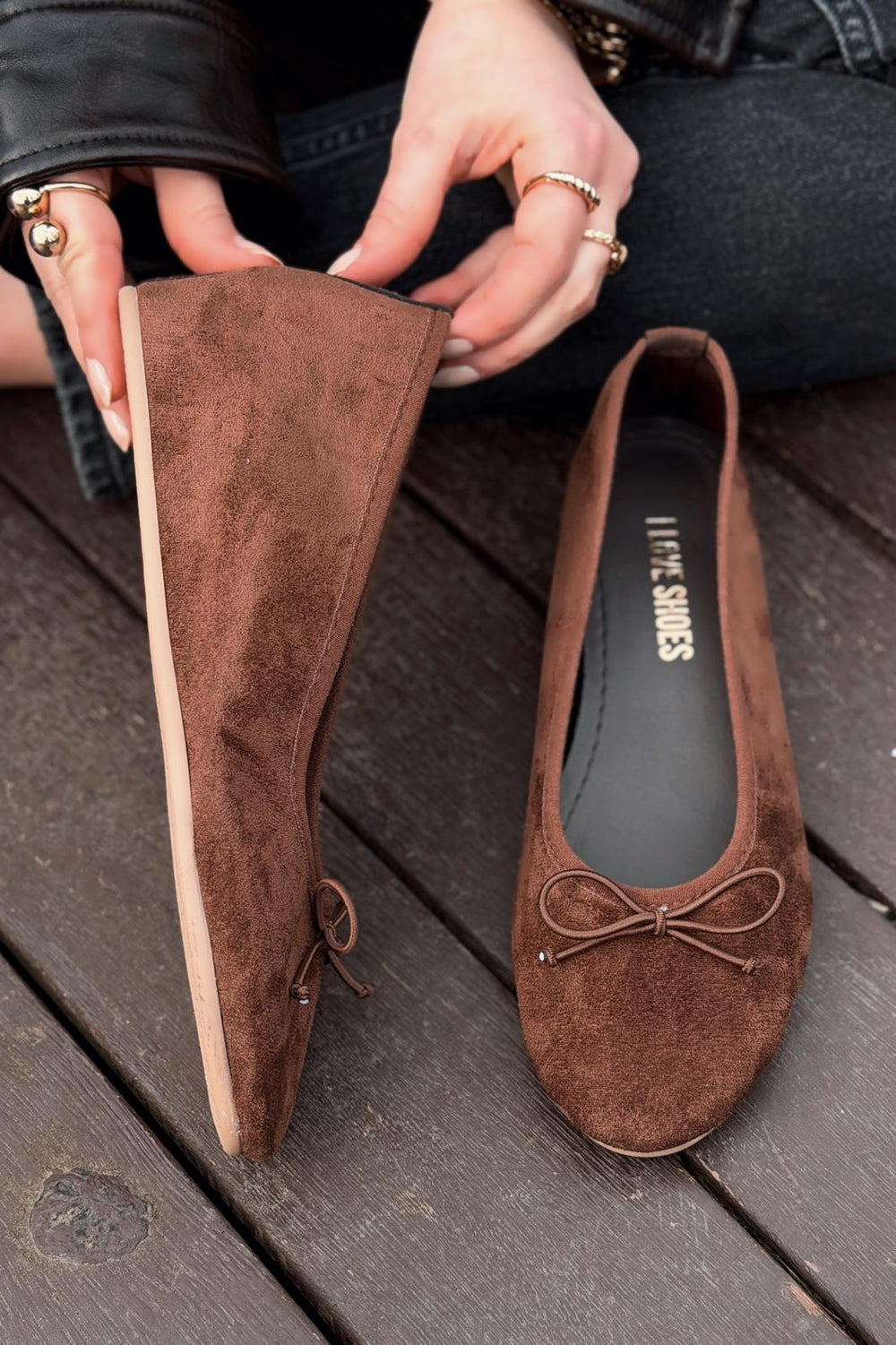 Stellor Kadın Babet Acıkahve Süet Dolgu Topuklu - ILOVESHOES