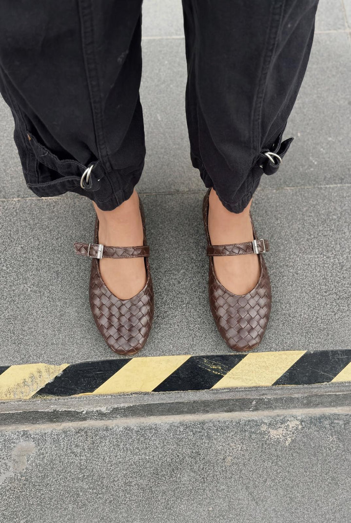 Vespera Kadın Babet Acıkahve Mat Deri - ILOVESHOES