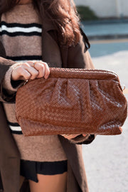 Lurine Kadın Clutch Çanta Taba Mat Deri