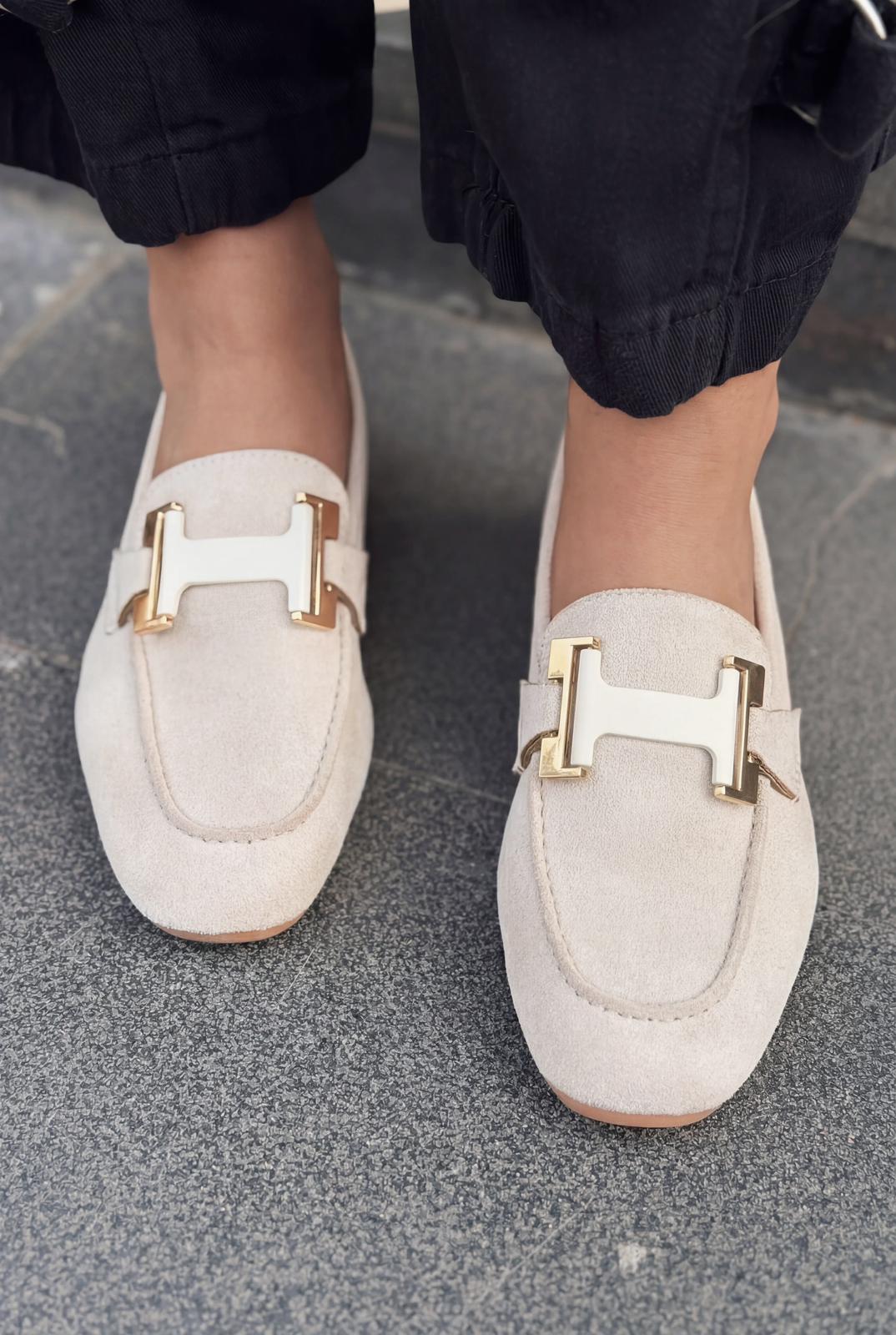 Elara Kadın Loafer Bej Süet - ILOVESHOES