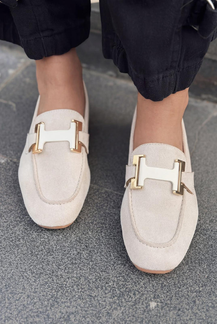 Elara Kadın Loafer Bej Süet - ILOVESHOES