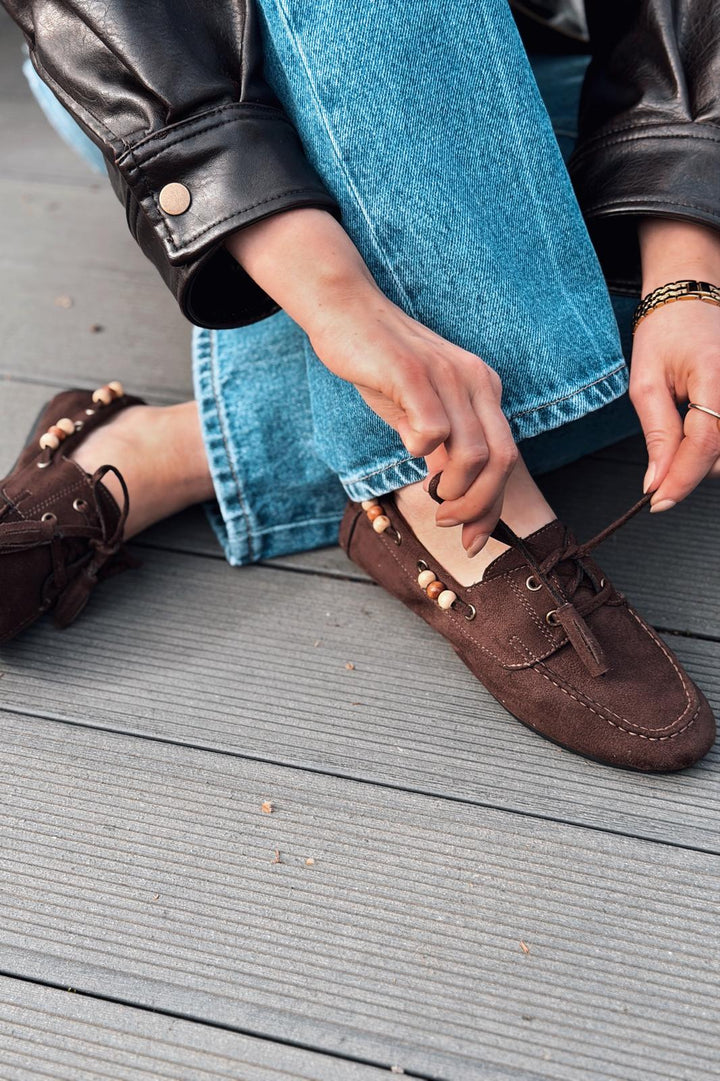 Brion Kadın Oxford Ayakkabı Acıkahve Süet - ILOVESHOES