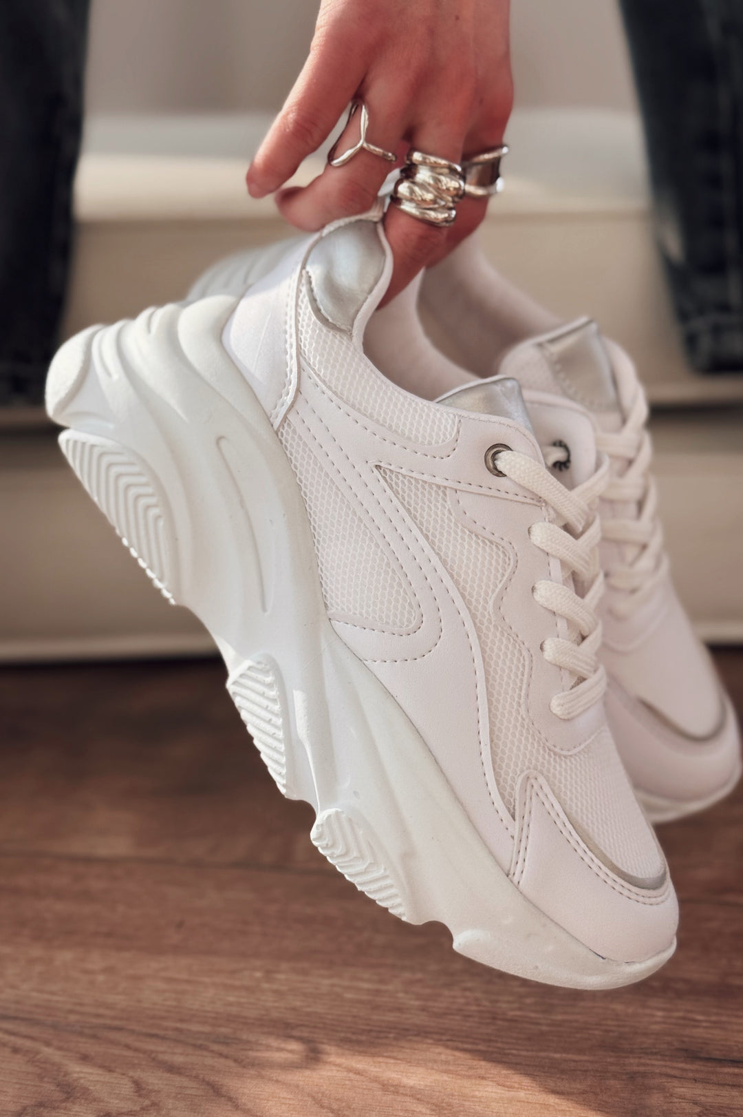 Valenna Gümüş Bağcıklı Fileli Kadın Spor Ayakkabı