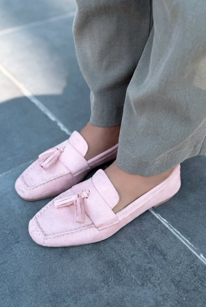 Olena Pudra Süet Kadın Loafer - ILOVESHOES