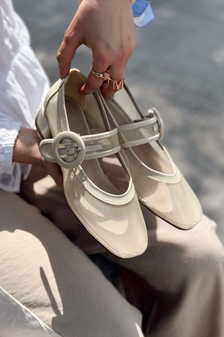 Cyreya File Bej Toka Detaylı Mary Jane - ILOVESHOES
