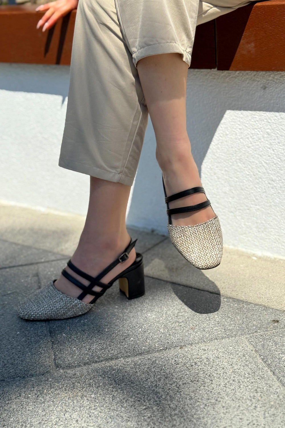 Marlo Mat Deri Siyah Hasır Detaylı Mary Jane - ILOVESHOES