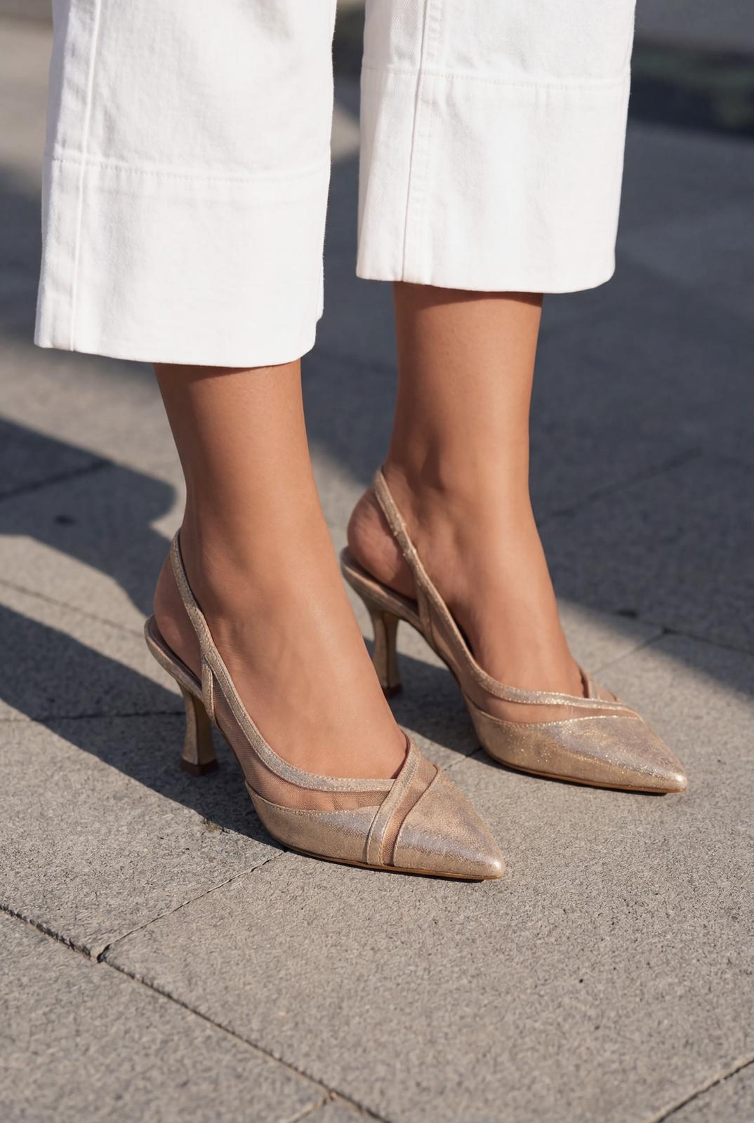 Almerion Stiletto Gold Parlak Deri - ILOVESHOES