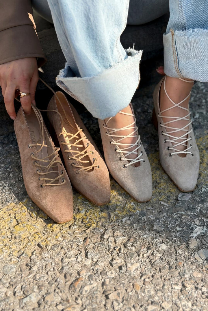 Temora Topuklu Ayakkabı Camel Süet - ILOVESHOES