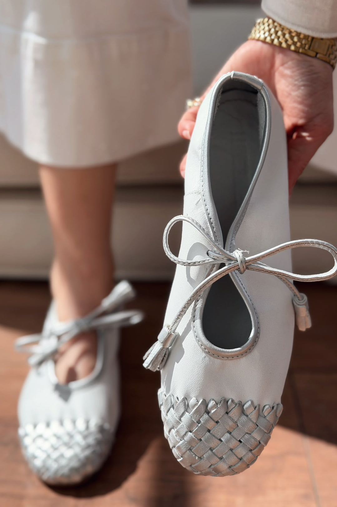 Talorin Hakiki Deri Gri Kadın Bağcıklı Babet - ILOVESHOES