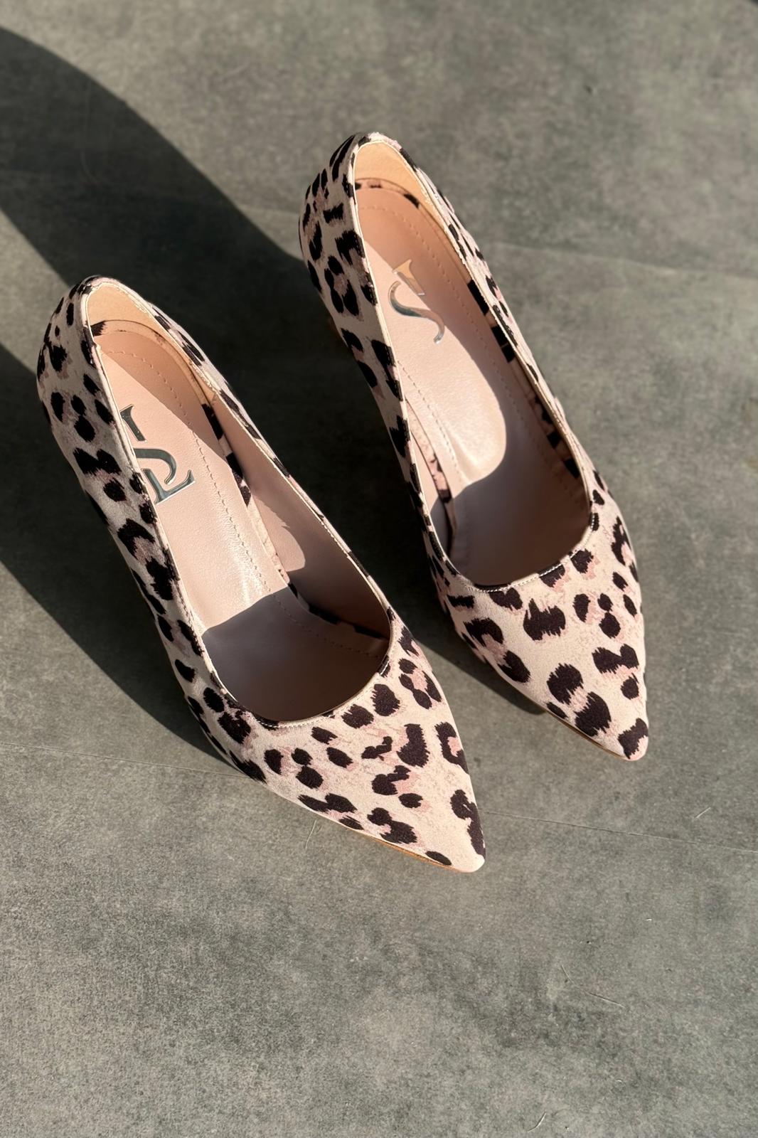 Luntra Saten Leo Desen Bej Stiletto - ILOVESHOES