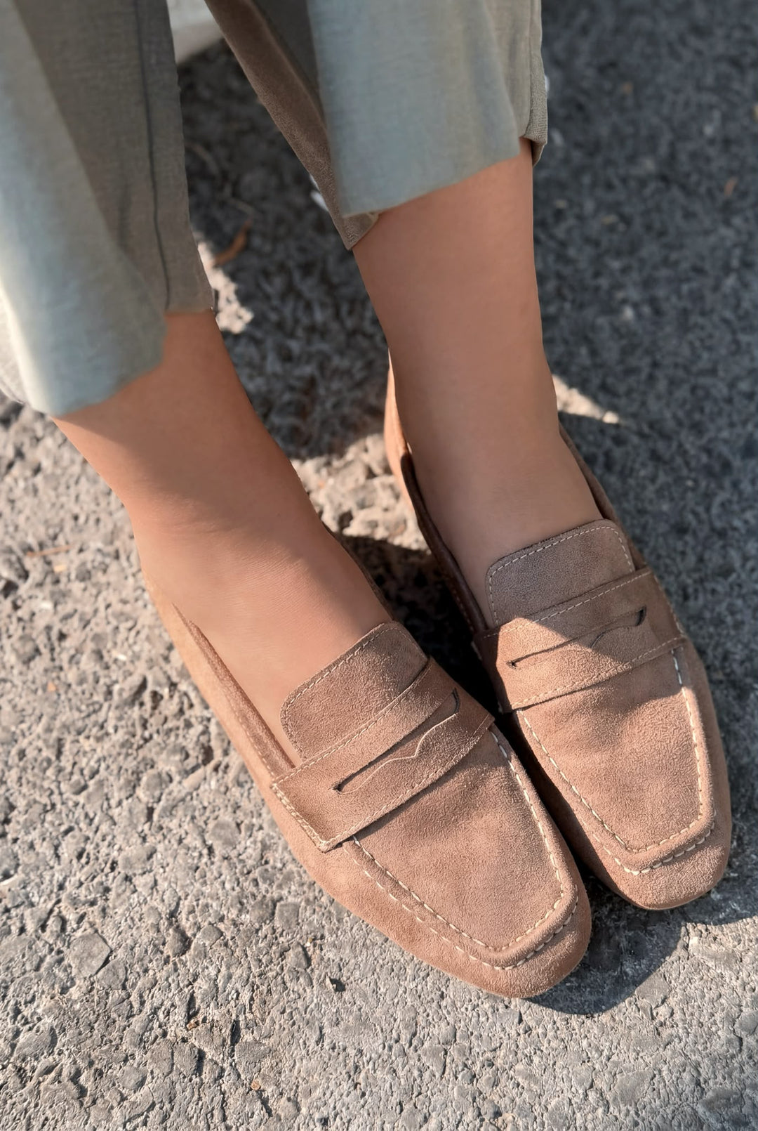 Orvino Vizon Süet Kadın Loafer - ILOVESHOES