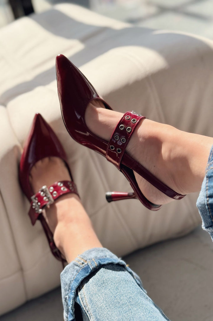 Benor Rugan Bordo Toka Detaylı Stiletto