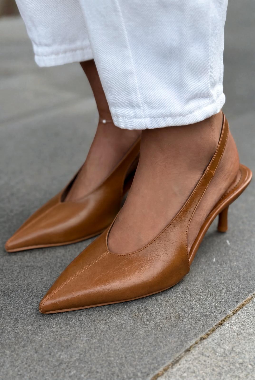 Navore Stiletto Taba Kırışık Deri - ILOVESHOES