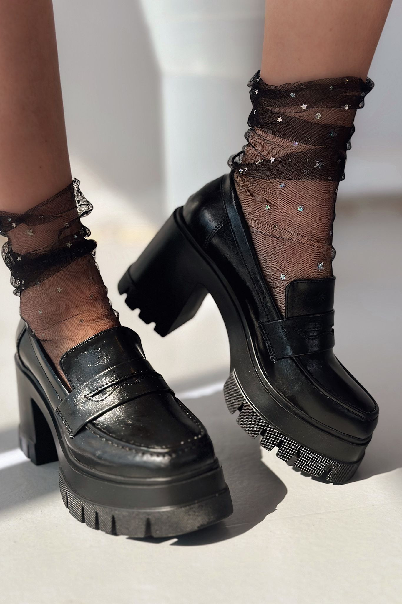 Passeta Kalın Taban Topuklu Kadın Loafer Siyah Mat Rugan - ILOVESHOES
