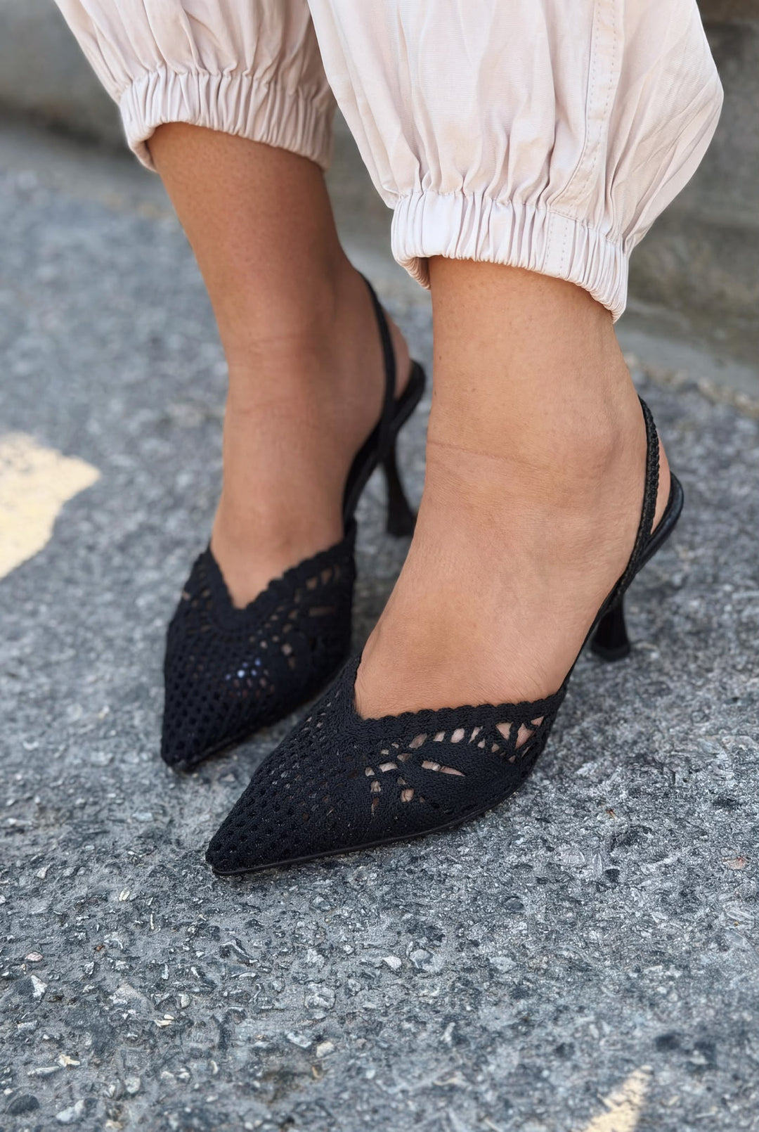 Brina Siyah Dantel Kadın Stiletto