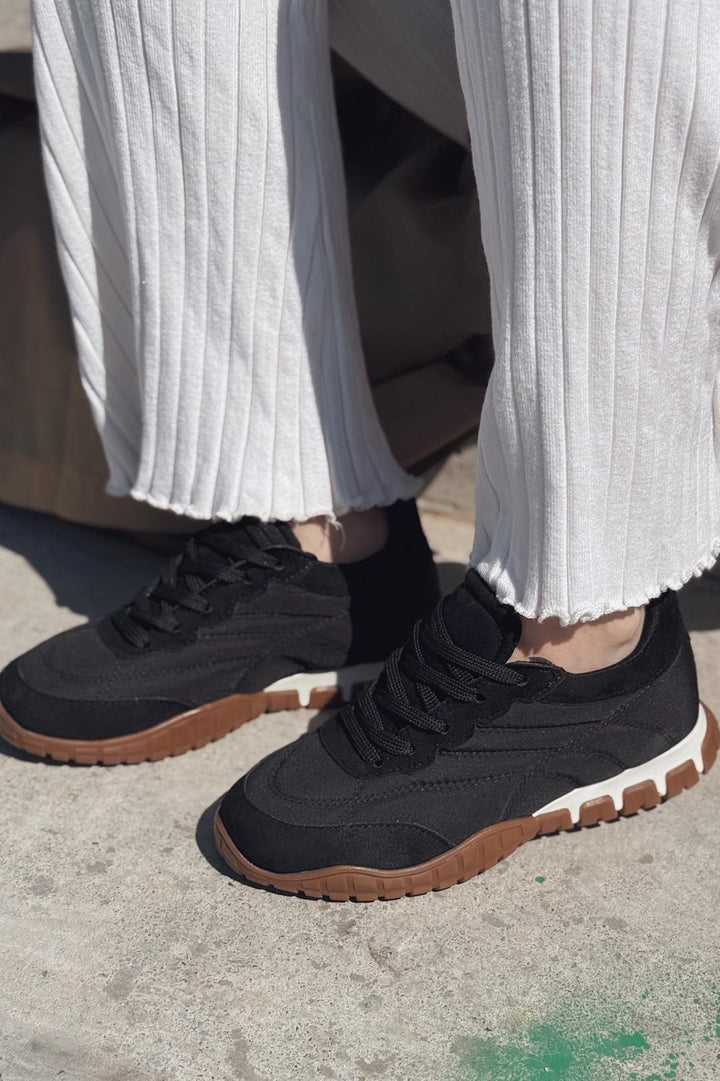 Romine Paraşüt Kumaş Siyah Kadın Spor Ayakkabı - ILOVESHOES
