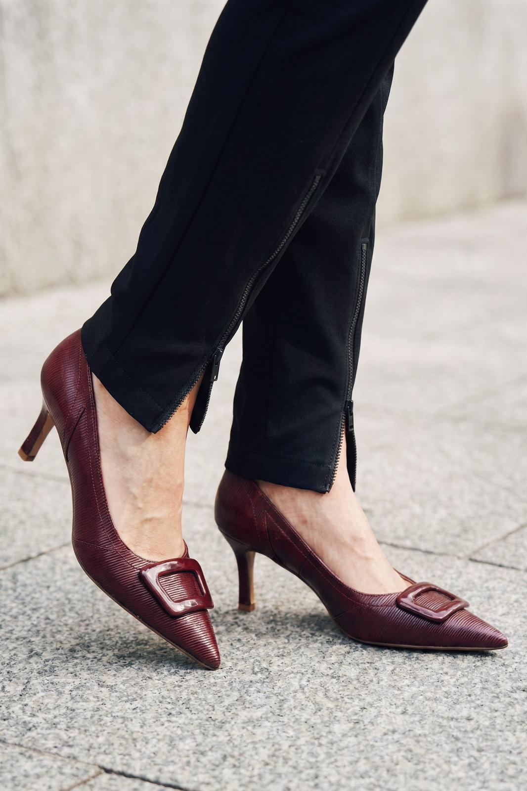 Finrel Stiletto Bordo Rugan Toka Detaylı - ILOVESHOES