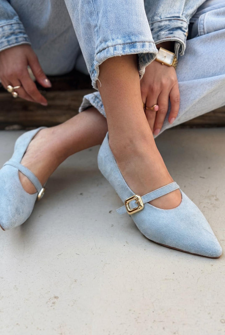 Karden Stiletto Bebek Mavisi Süet - ILOVESHOES