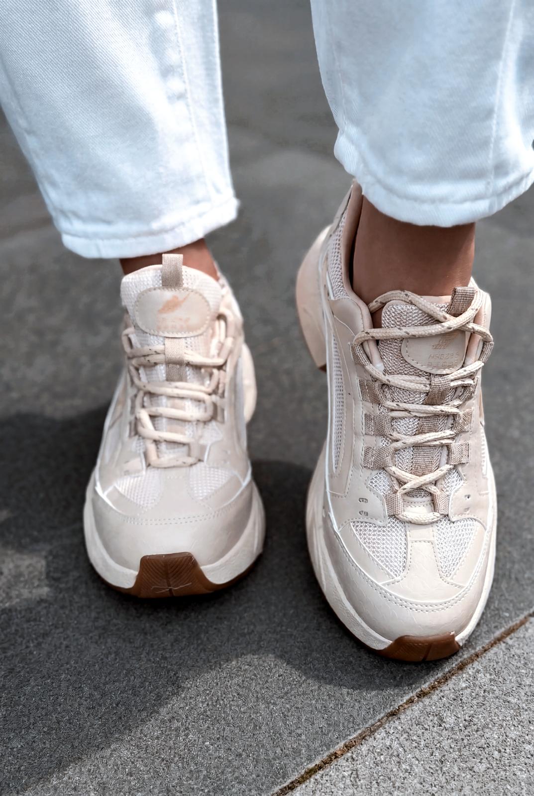 Norser Hakiki Deri Kadın Spor Ayakkabı Bej - ILOVESHOES